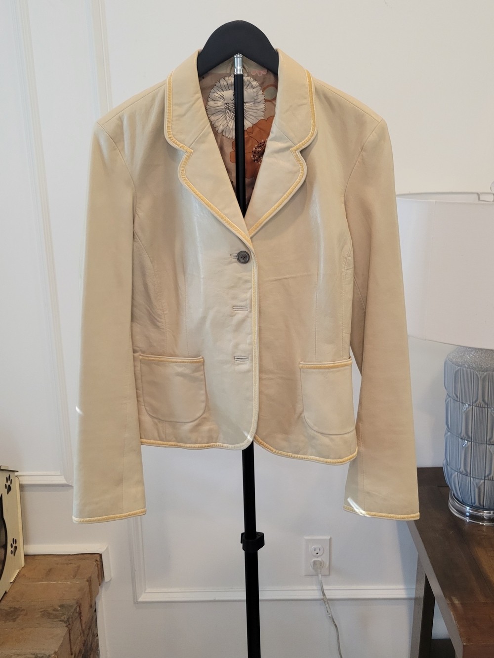 Cream Blazer with Yellow Piping